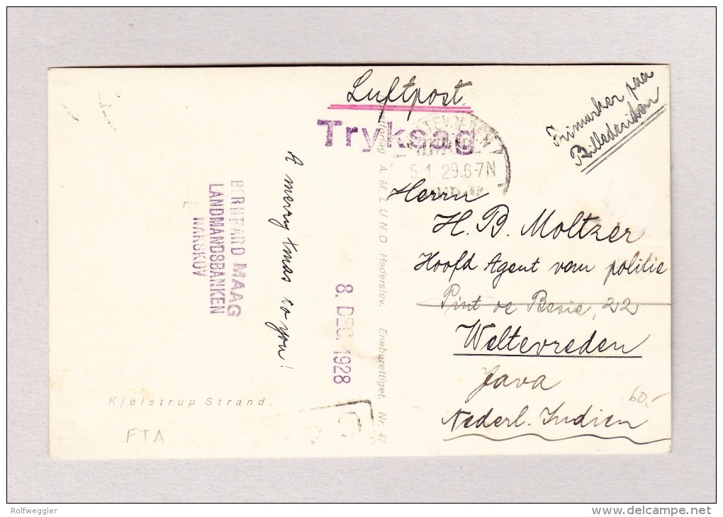 Dänemark NAKSKOV 10.12.1926 Anischtskarte Per Luftpost Nach Weltevreden Java - Poste Aérienne