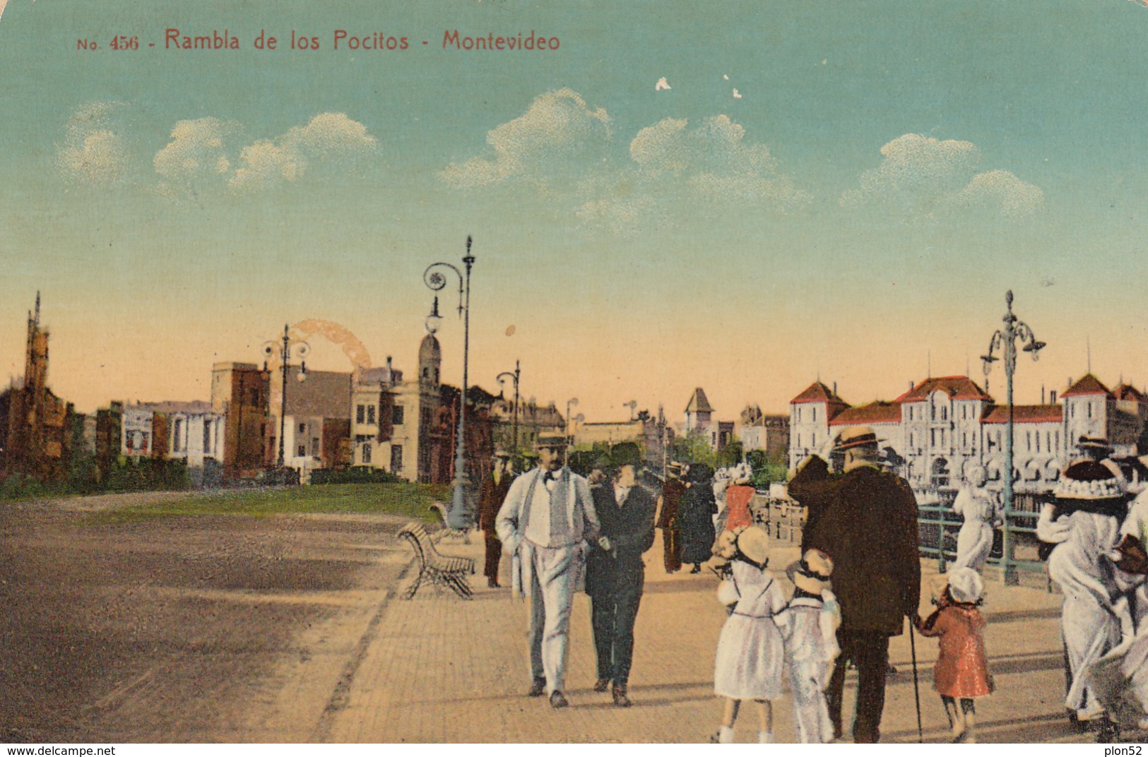 10735-MONTEVIDEO(URUGUAY)-RAMBLA DE LOS POCITOS-1912-ANIMATA-FP - Uruguay