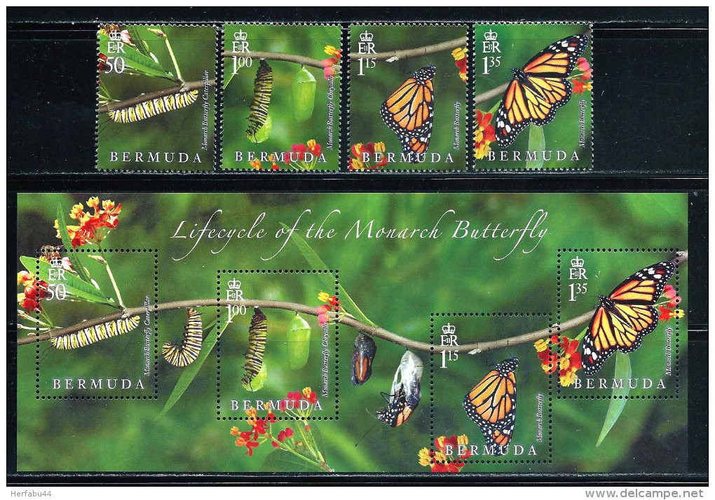 Bermuda   "Lifecycle Of The Monarch Butterfly"   Set & Souvenir Sheet  (new Issue-Oct-20-2016)   MNH - Bermuda