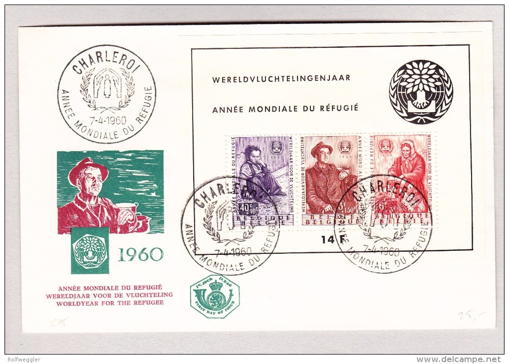 Belgien - CHARLEROI 7.4.1960 Année Mondiale Du Réfugié Bloc Auf Brief Ohne Adresse - Lettres & Documents