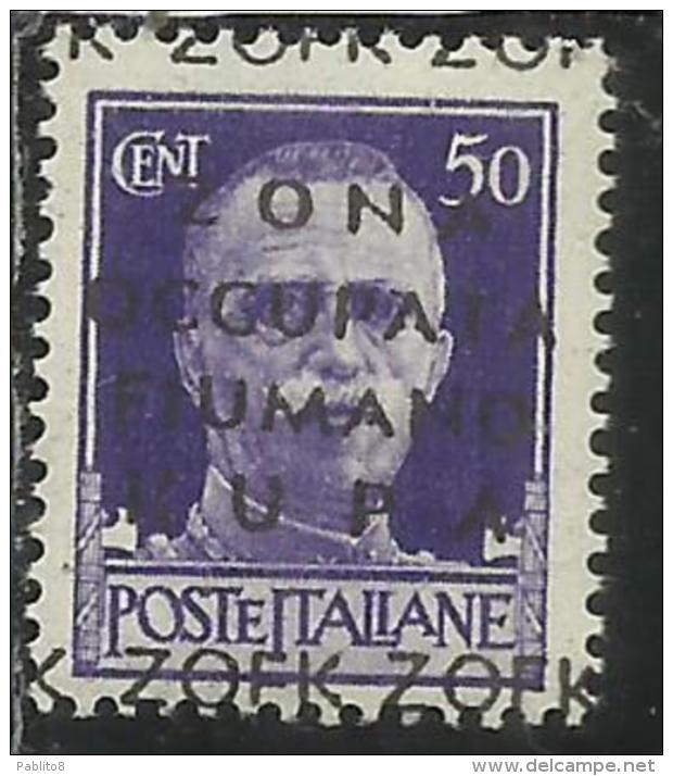 ZONA FIUMANO KUPA 1941 SOPRASTAMPATO D´ITALIA ITALY OVERPRINTED CENT. 50 MNH FIRMATO SIGNED - Fiume & Kupa