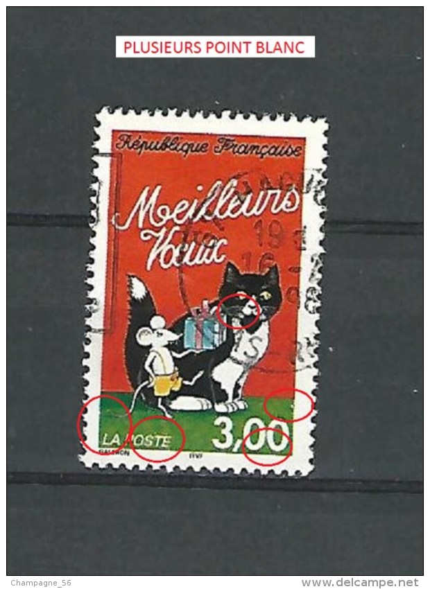 VARIÉTÉS  1997  N°  3123  SOURIS ET CHAT   OBLITÉRÉ 0.50 € - Oblitérés