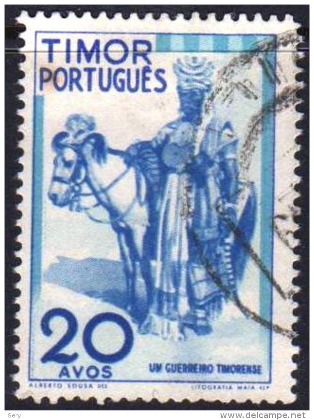 Portuguese Timor 1948 1 V Used Warrior Timorese Horses Horse Chevaux Cheval - East Timor