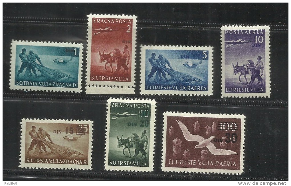 TRIESTE B 1949 POSTA AEREA FRANCOBOLLI DI YUGOSLAVIA SOPRASTAMPATI SERIE COMPLETA  AIR MAIL JUGOSLAVIA SURCHARGE DIN MNH - Luchtpost