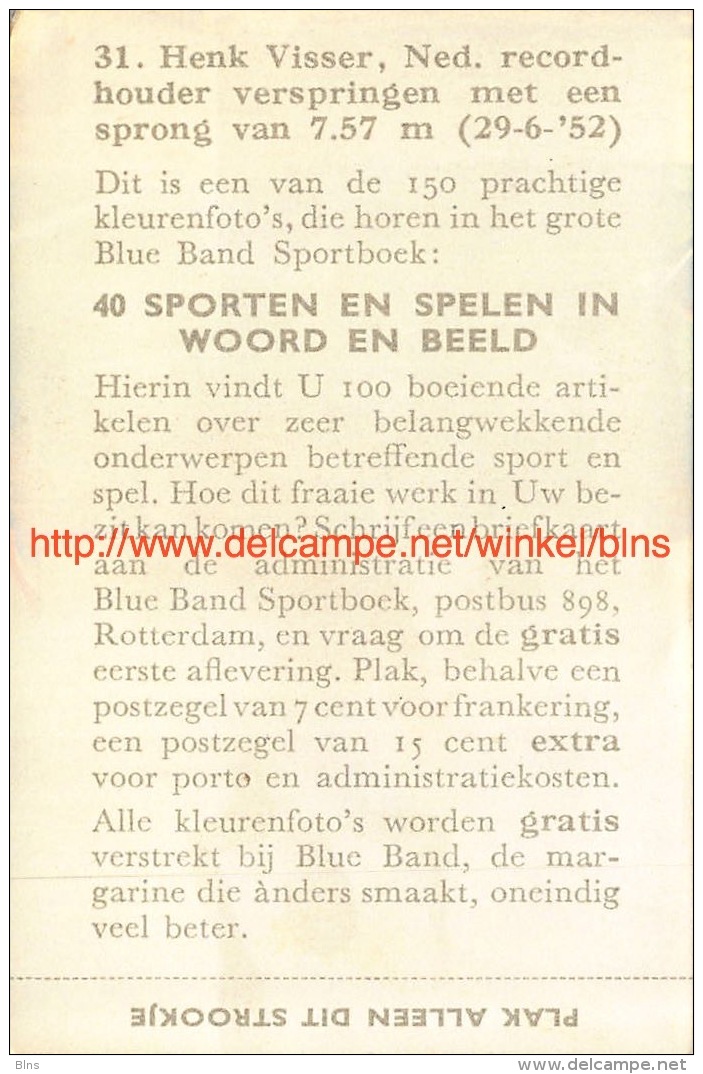 Henk Visser, Nederlands Recordhouder Verspringen 1952 - Athlétisme