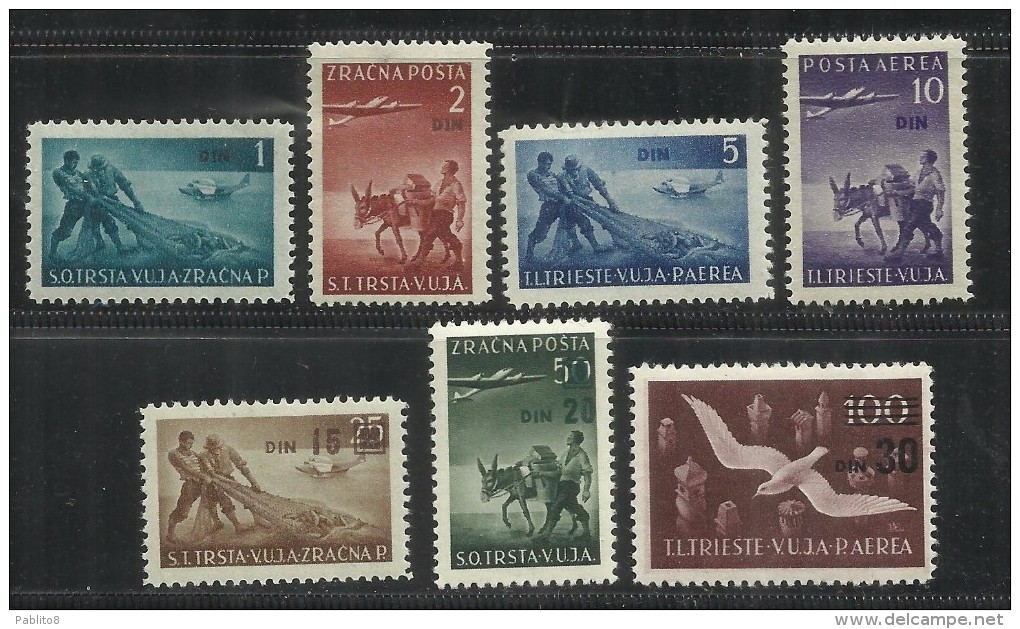 TRIESTE B 1949 POSTA AEREA FRANCOBOLLI DI YUGOSLAVIA SOPRASTAMPATI SERIE COMPLETA  AIR MAIL JUGOSLAVIA SURCHARGE DIN MNH - Luftpost