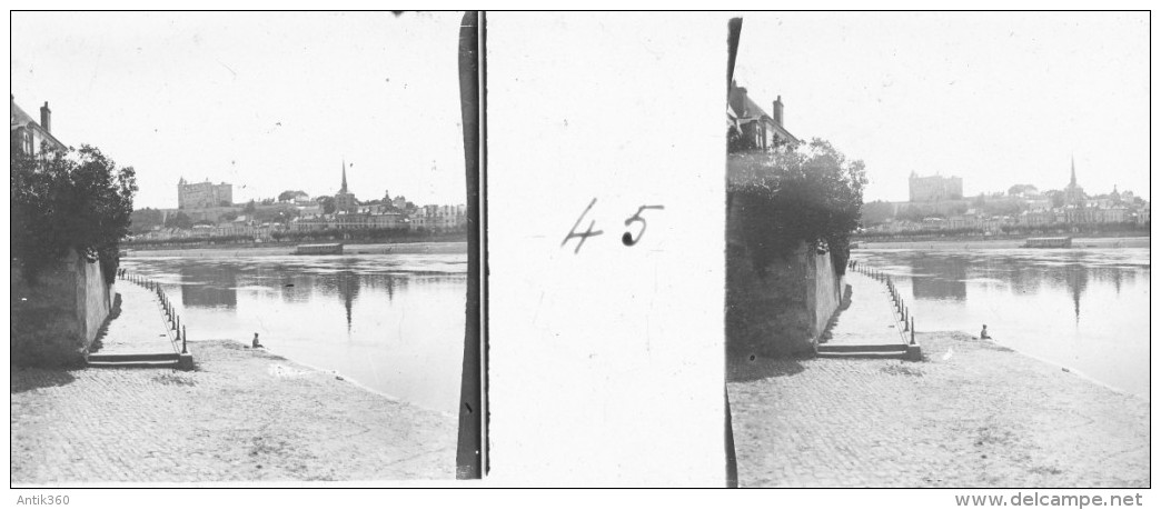 Voyage à Saumur Vers 1910 Lot De 5 Vues Positives Stéréoscopiques Sur Verre Vérascope Stéréoscope - Plaques De Verre