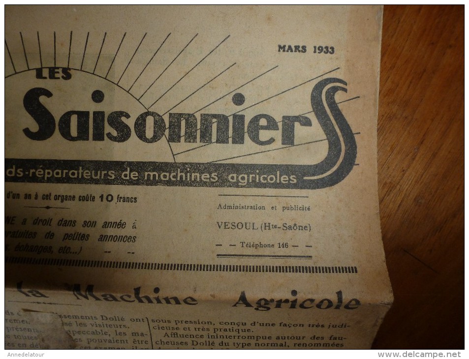 Rare Revue Commerciale  "Dollé"   Mars 1933 LES CONSEILLERS SAISONNIERS :Le 12e Salon De La Machine Agricole ; Etc - Agriculture