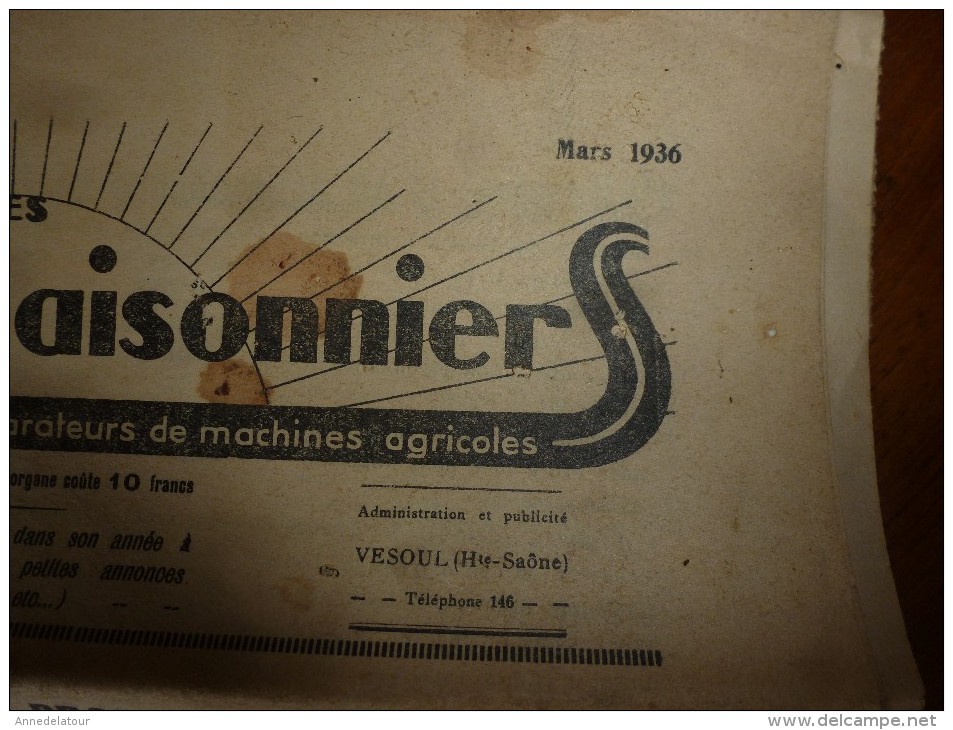 Rare Revue Commerciale  "Dollé"   Mars 1936 --->LES CONSEILLERS SAISONNIERS :Les Roulements à Billes, Pour Transformer - Agriculture