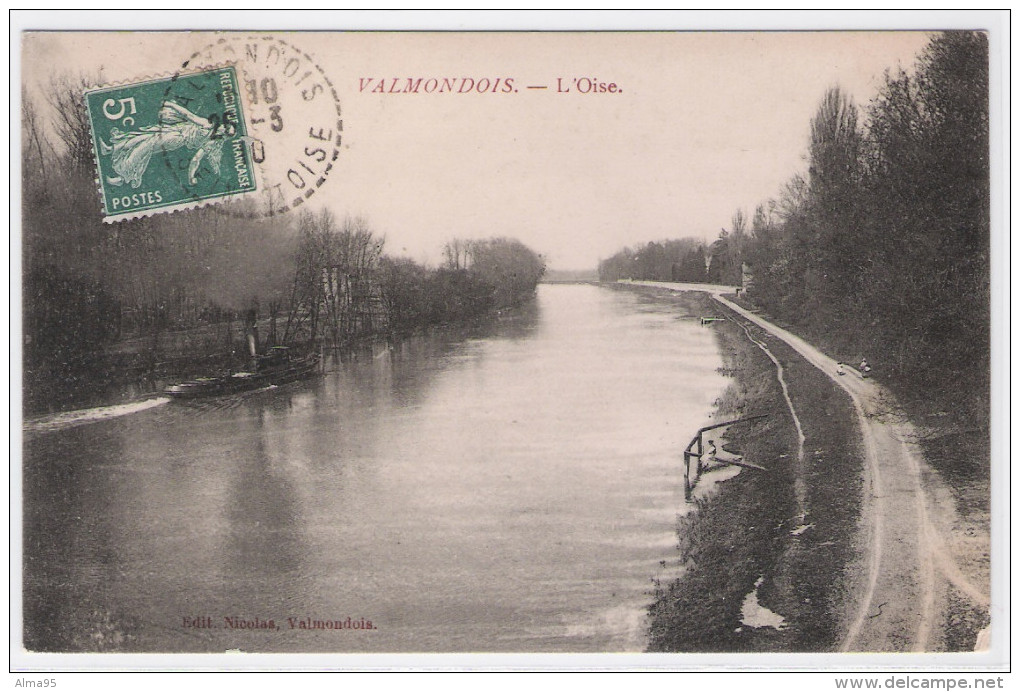 CPA - 95 - VALMONDOIS - L'Oise   - ( Thème Du Fluvial Remorqueur ) - Valmondois