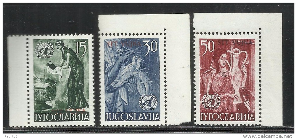 TRIESTE B 1953 ONU NAZIONI UNITE YUGOSLAVIA SOPRASTAMPATO JUGOSLAVIA OVERPRINTED UN UNITED NATIONS SERIE SET MNH - Mint/hinged