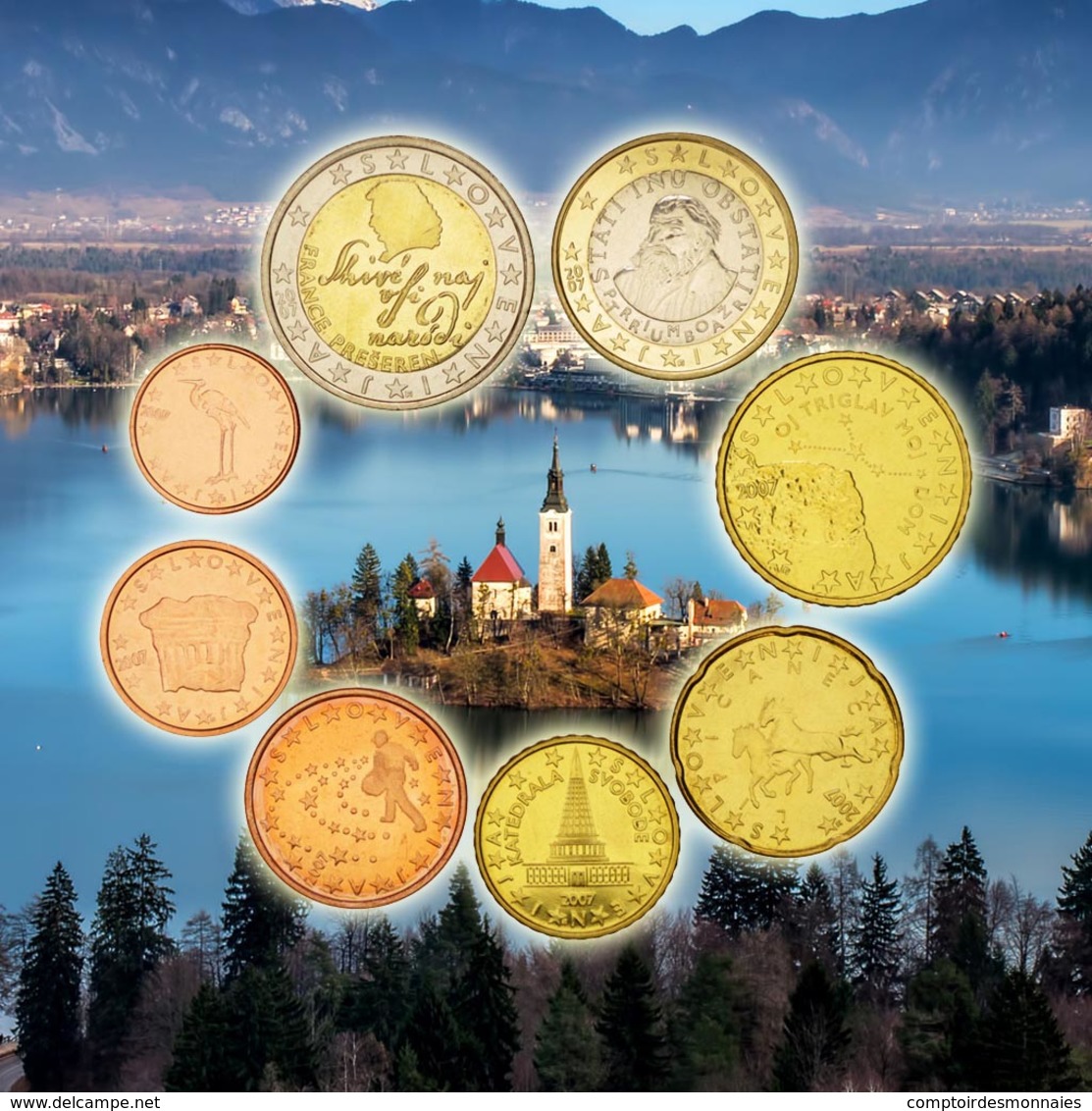 Slovénie, 1 Cent To 2 Euro, 2007, FDC - Slovenia
