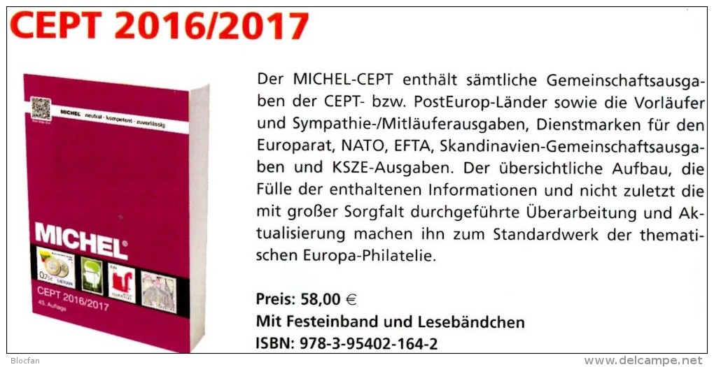 MlCHEL CEPT Briefmarken Katalog 2017 Neu 58€ EUROPA-Rat Vorläufer Mitläufer EG NATO EFTA KSZE Symphatie Catalog Germany - Zubehör