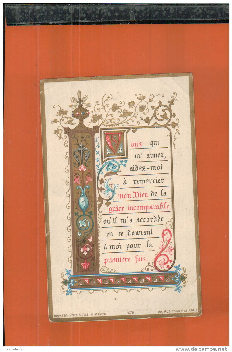 IMAGE PIEUSE  Souvenir   Première Communion 1898    Nov 2016 12 - Religione & Esoterismo