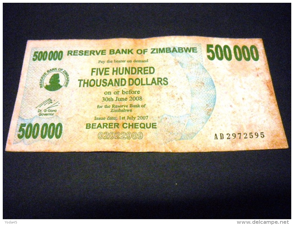 ZIMBABWE 500000  Dollars 01/07/2007,pick N°51 ,ZIMBABWE - Zimbabwe