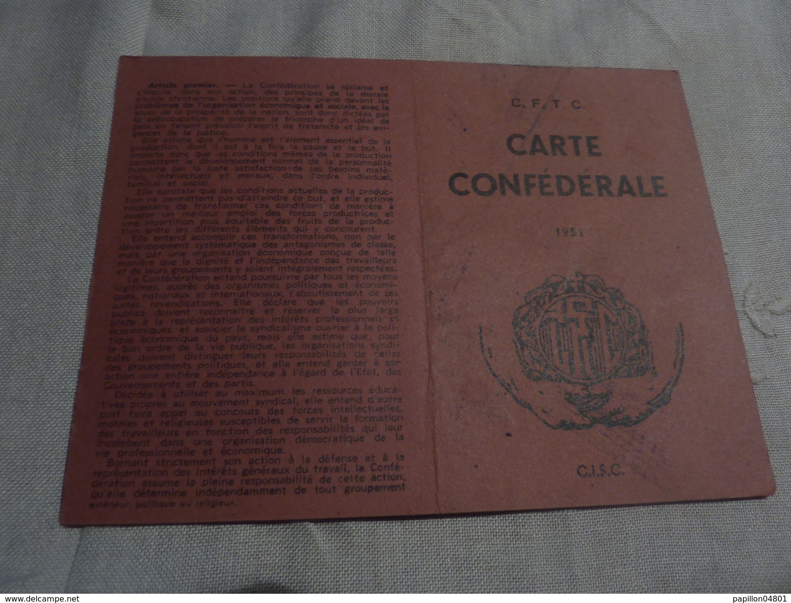 CARTE CONFEDERALE FEDERATION DES SYNDICATS CHRETIENS DES CHEMINOTS DE FRANCE CHEMIN DE FER 1951  TIMBRES SYNDICAT - Eisenbahnverkehr