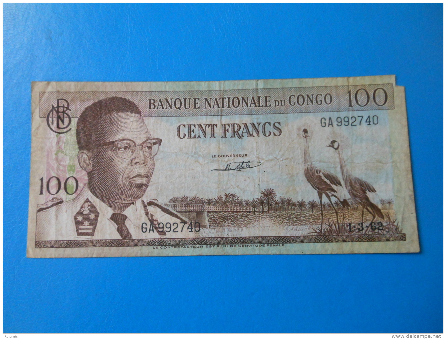 Congo Democratic Republic 100 Francs 1-3-1962 F TB P6a - República Democrática Del Congo & Zaire