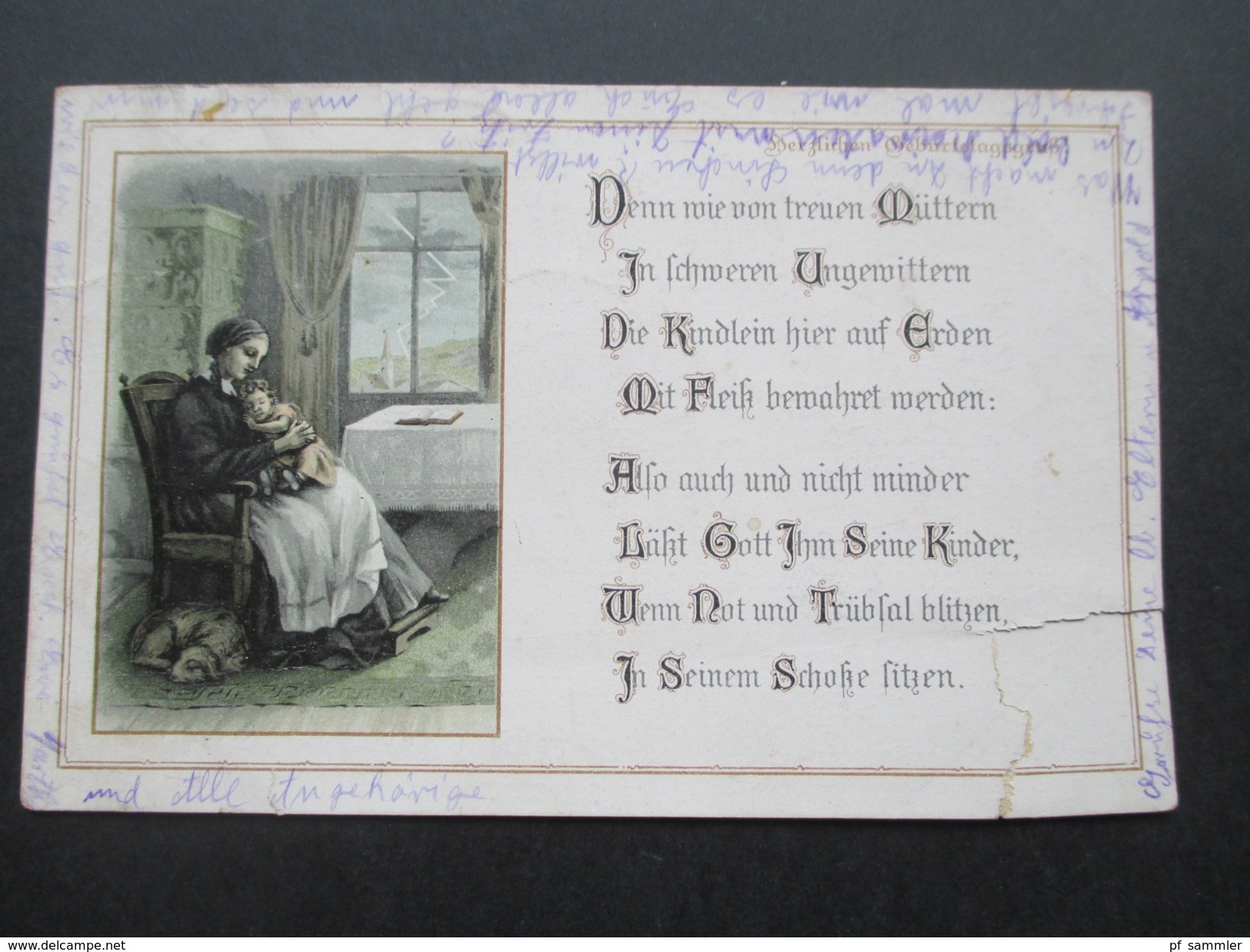 Ansichtskarte 1920 Mutter Mit Kind. Gedicht! Germania MeF Mit Deutlichen Gebrauchsspuren!!! - Groepen Kinderen En Familie