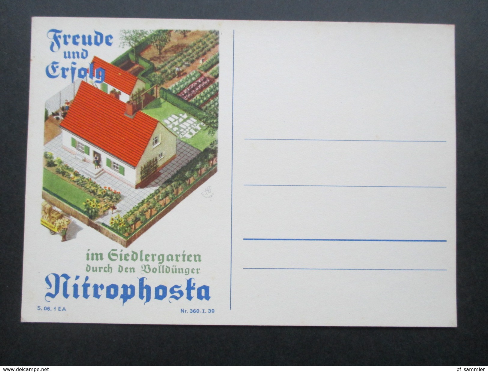 Werbepostkarte Deutsches Reich Freude Und Erfolg Im Siedlergarten Durch Den Volldünger Nitrophosta. Landwirtschaft - Advertising