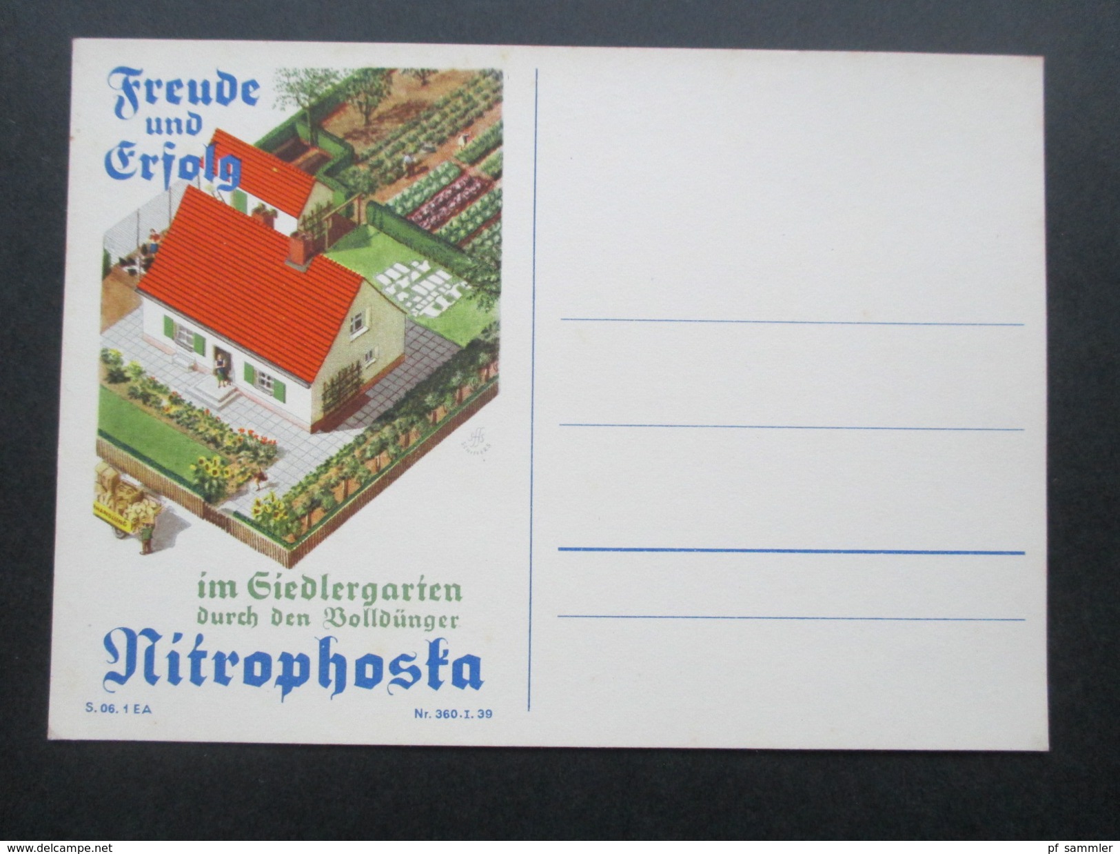 Werbepostkarte Deutsches Reich Freude Und Erfolg Im Siedlergarten Durch Den Volldünger Nitrophosta. Landwirtschaft - Werbepostkarten