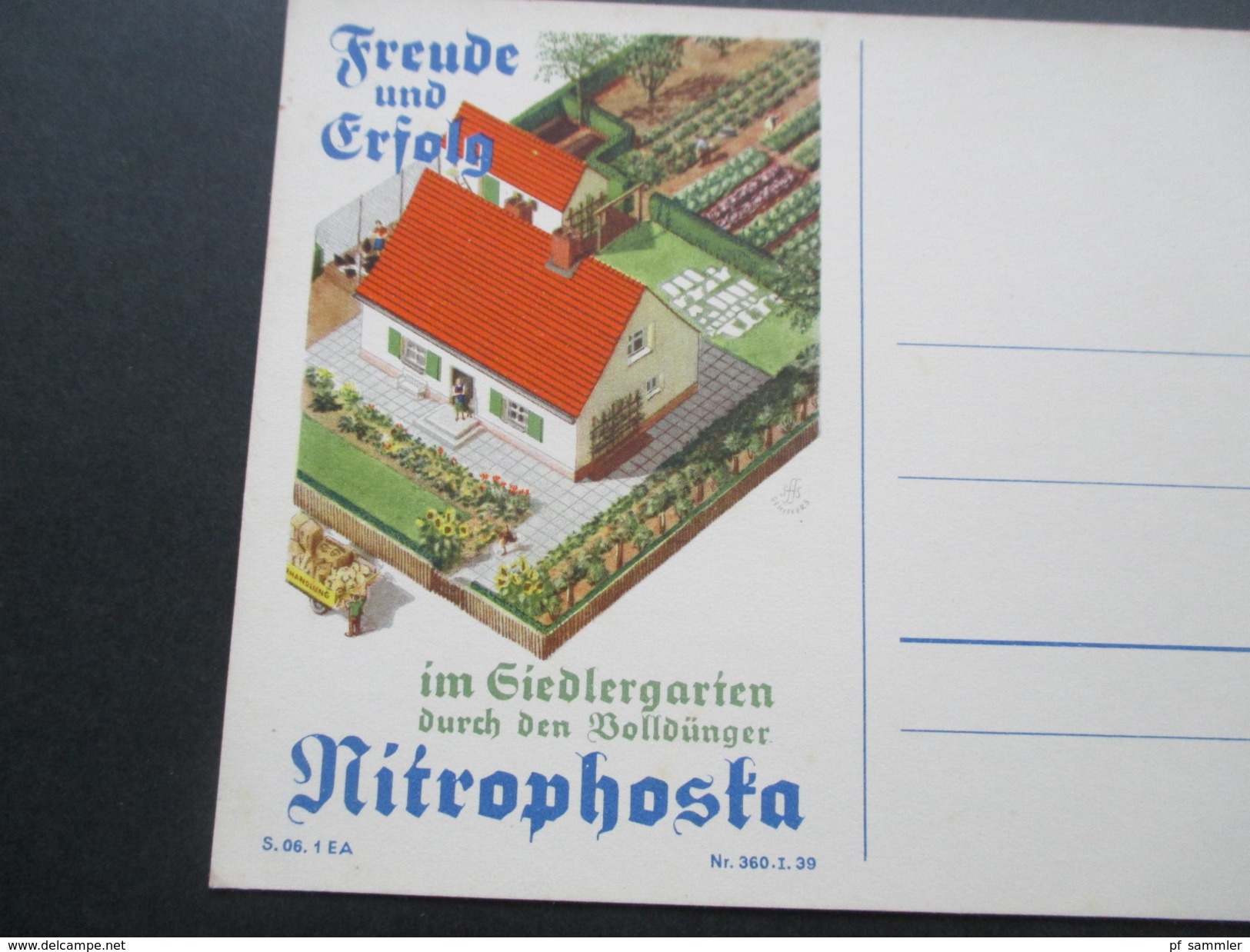 Werbepostkarte Deutsches Reich Freude Und Erfolg Im Siedlergarten Durch Den Volldünger Nitrophosta. Landwirtschaft - Advertising