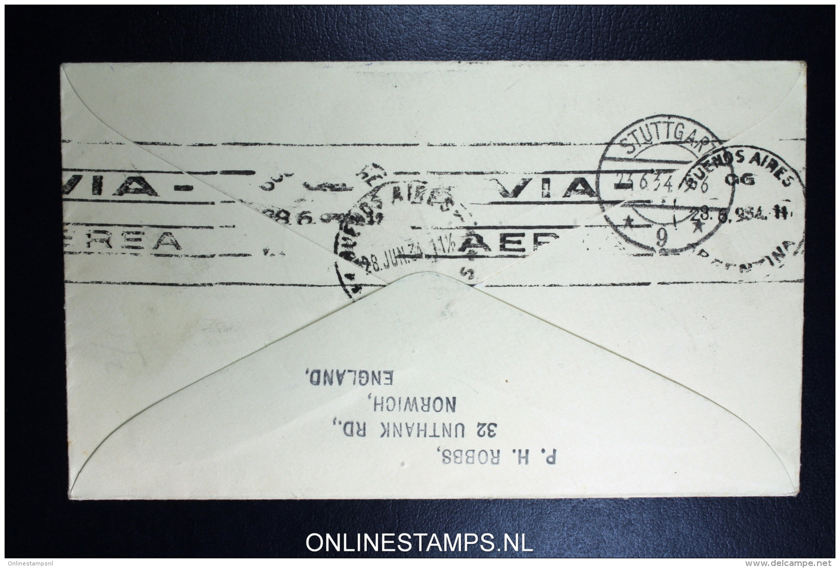 Graf Zeppelin 3. Sudamerikafahrt  1934 Sieger 254   Norwich To Buenos Aires  Argentinienfahrt - Lettres & Documents