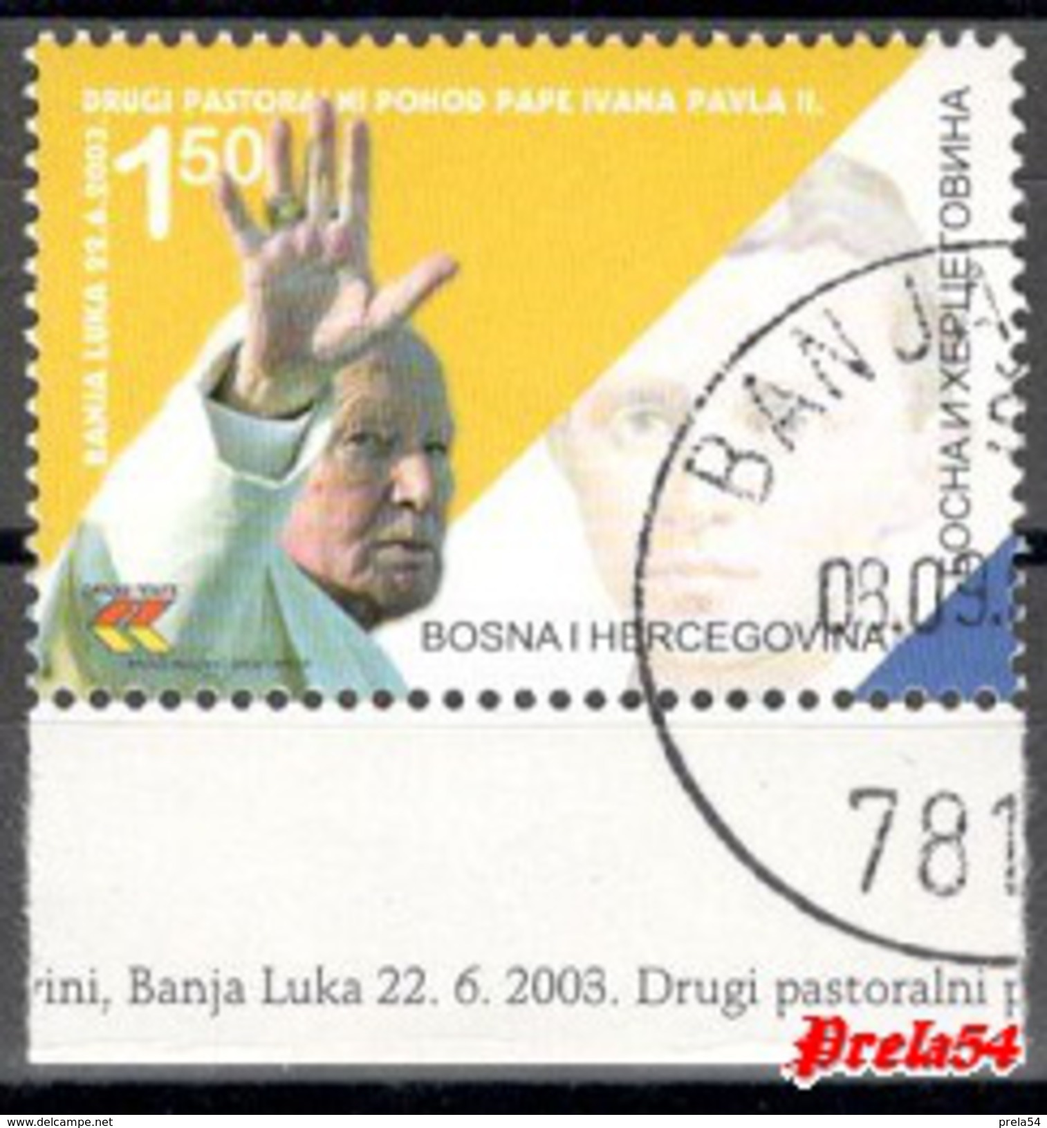 Bosnia Srpska - The Second Visit Of Pope John Paul II 2003 Used - Bosnia And Herzegovina
