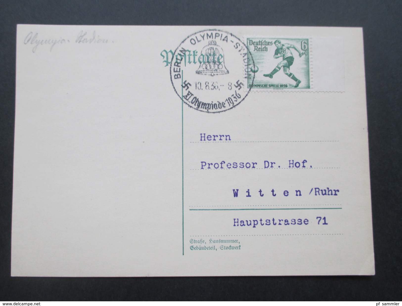 DR 1936 Olympische Sommerspiele Nr. 609 / 610 und 611 Sonderstempel Berlin Olympia Stadion. Randstücke rechts!