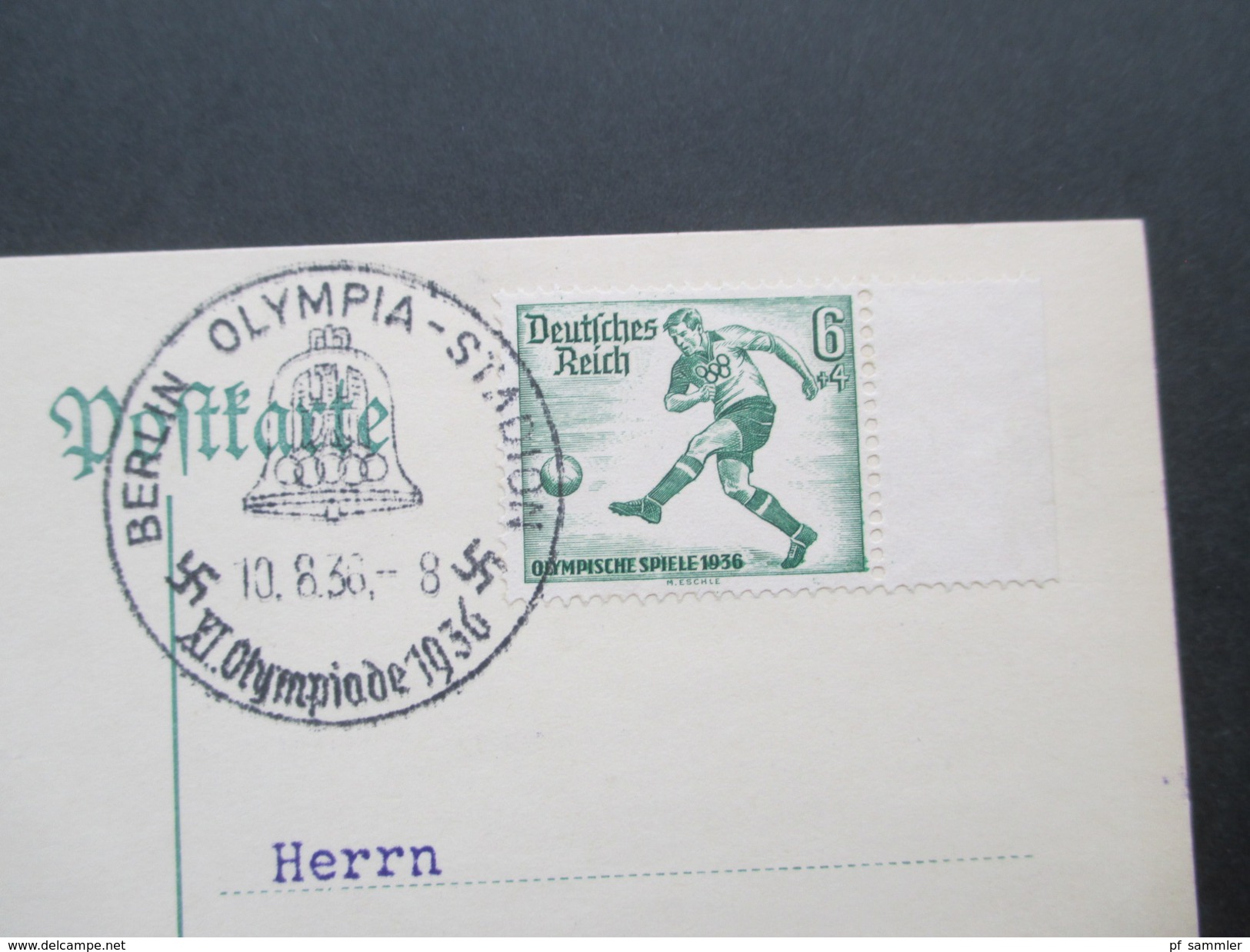 DR 1936 Olympische Sommerspiele Nr. 609 / 610 und 611 Sonderstempel Berlin Olympia Stadion. Randstücke rechts!