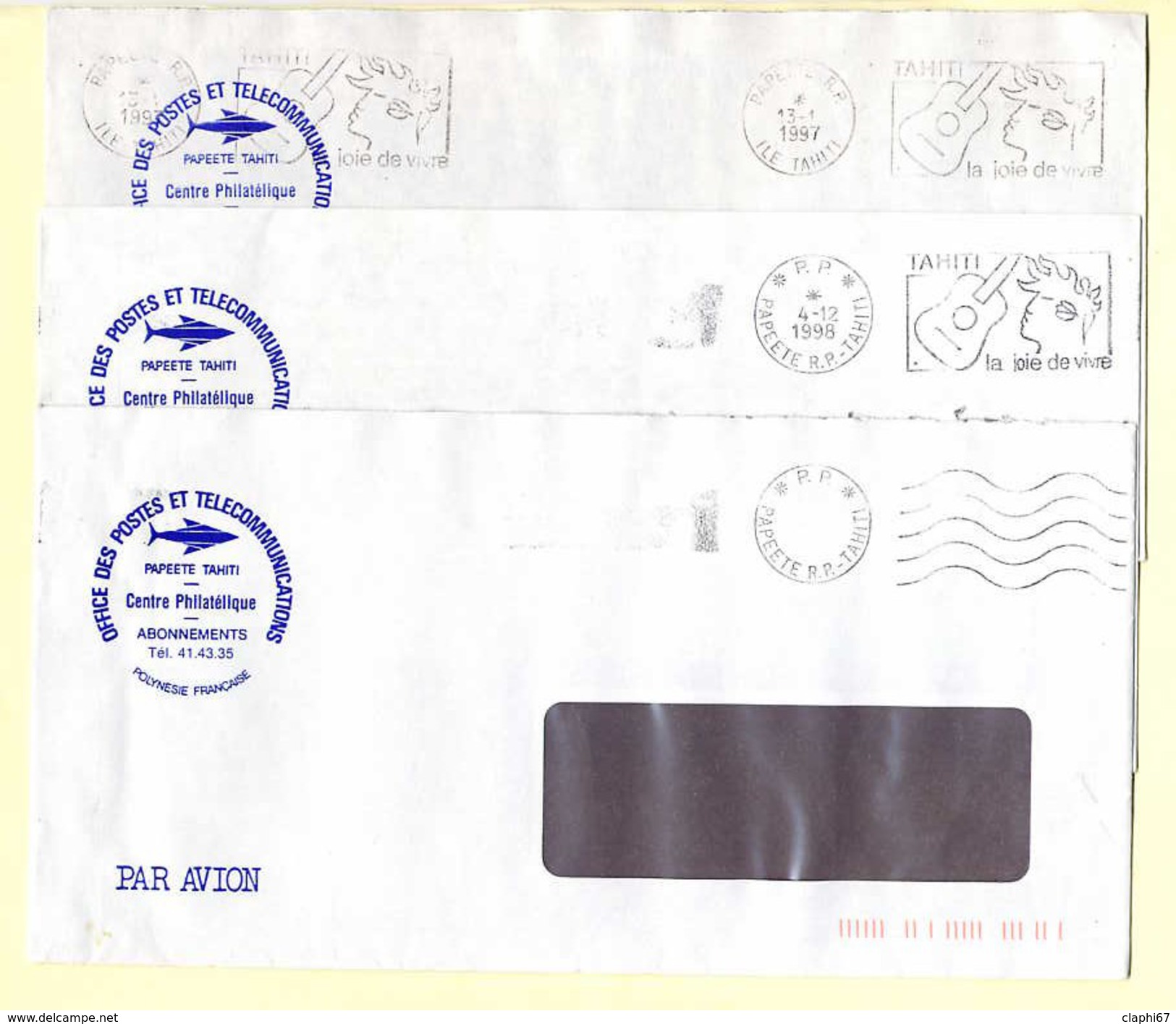 Nouvelle Calédonie: 6 Oblitérations Différentes (2 Scan) Sur Enveloppes De La Poste Voyagées En Franchise. - Brieven En Documenten