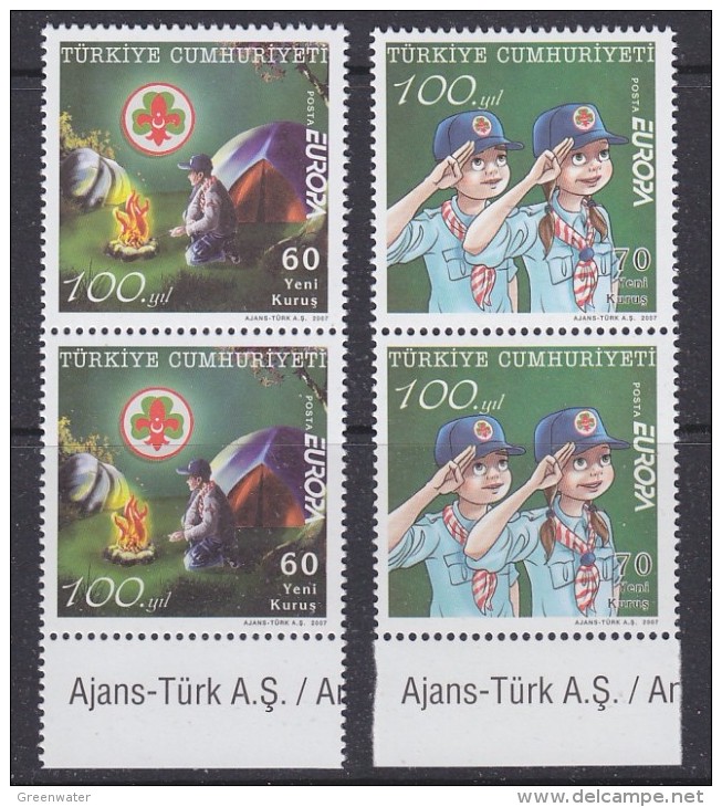 Europa Cept 2007 Turkey 2v Pair  ** Mnh (33442) - 2007