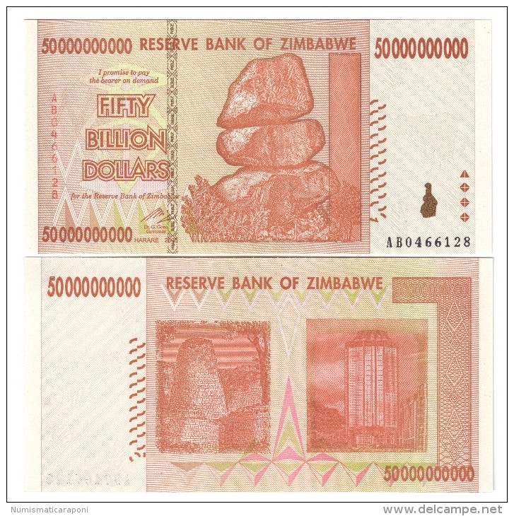 ZIMBAWE 2008 50 BILLION DOLLARS 50000000000 DOLLARS $  Unc  PICK.87: COD.ZIMBABWE.07 - Simbabwe