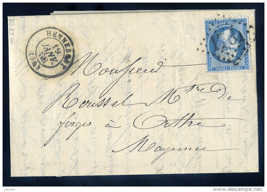 Marque Postale 1781 Lettre De 1866 à Forges D´ Orthe Mayenne Facture De Trottier Hennebont Fers   JIP52 - 1849-1876: Période Classique