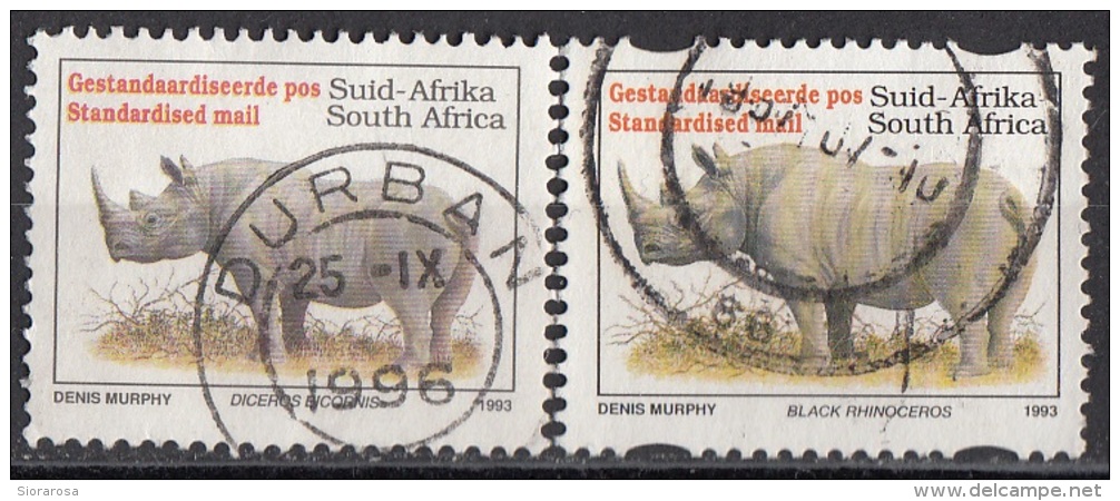 867F Sud Africa 1996 Rinoceronte Nero - Black Rhinoceros Viaggiato Used South Africa Endangered Fauna - Usati