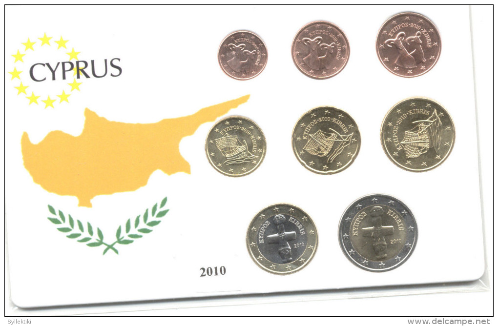 CYPRUS 2010 COMPLETE EURO COINS SET UNC IN NICE PACKING - Cipro