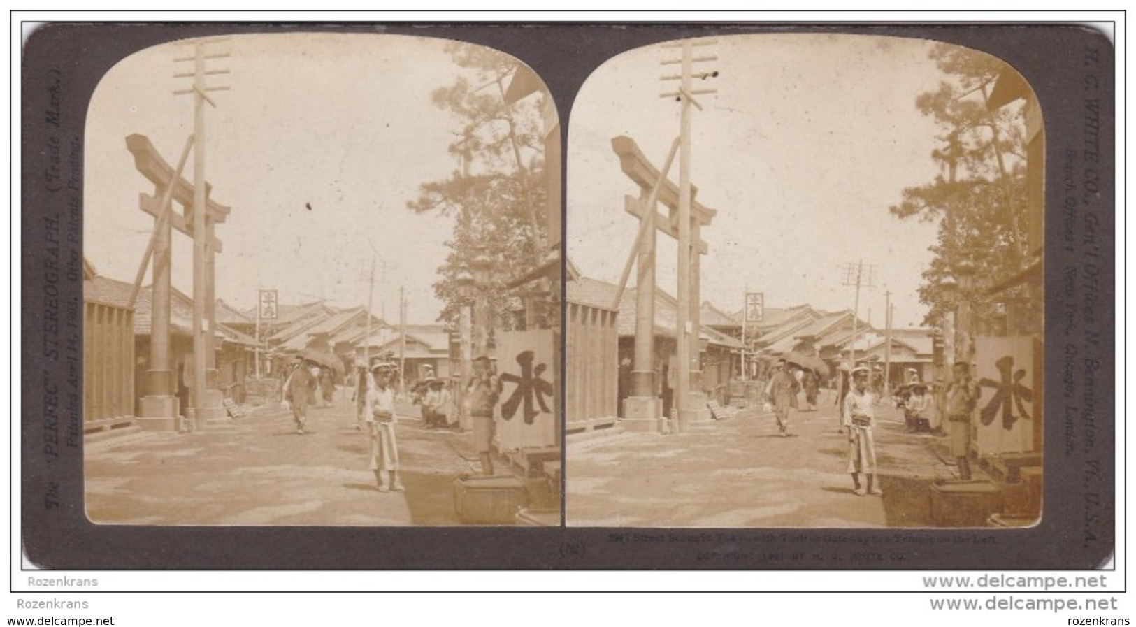 Old Original Photo Tokyo Japan Nippon Street Scene Temple Torii Asia Azie Oude Foto Stereo Stereoscope Stereokaart - Photos Stéréoscopiques