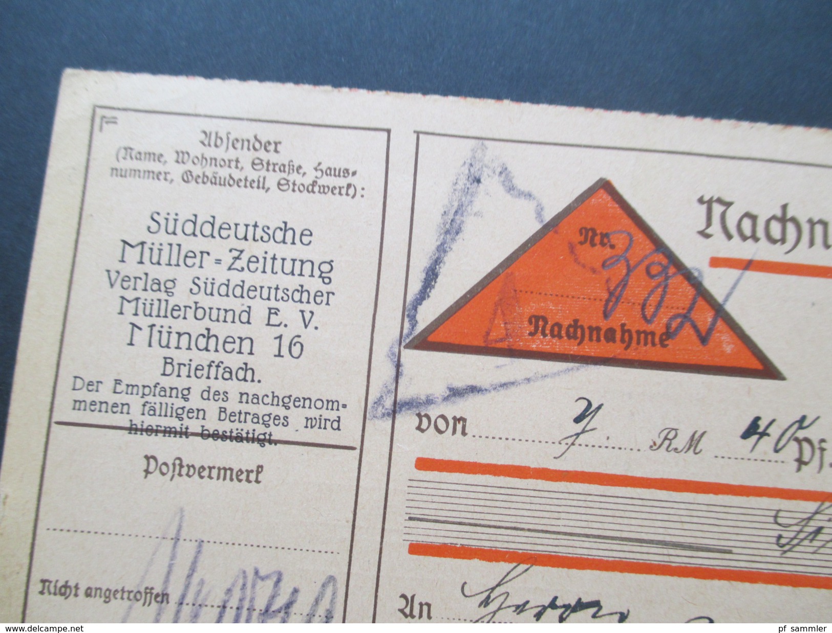 Deutsches Reich 1928 Nachnahme / Zahlkarte Köpfe Berühmter Deutscher MiF. Süddeutsche Müller Zeitung - Briefe U. Dokumente