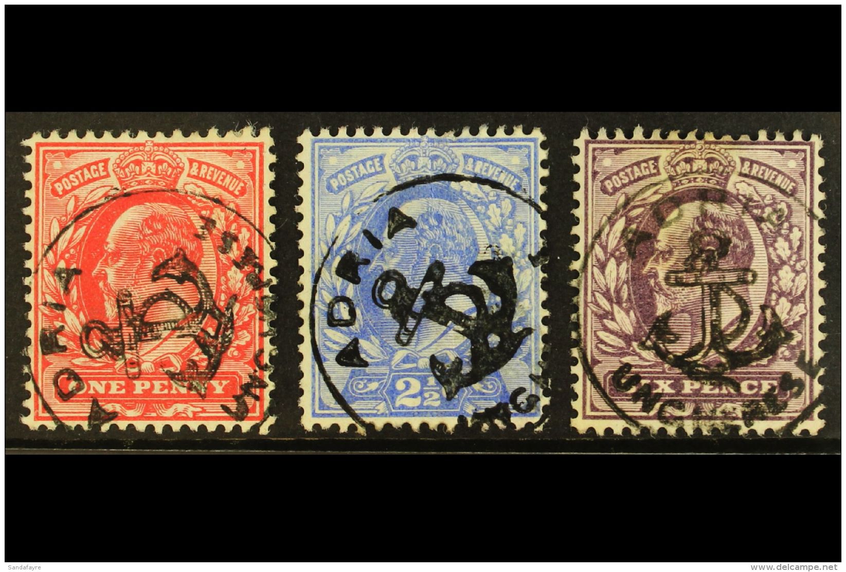 1902-10 1d, 2&frac12;d &amp; 6d Values, Each Cancelled By A Superb &amp; Spectacular "ADRIA / UNGHERESE" Circular... - Unclassified