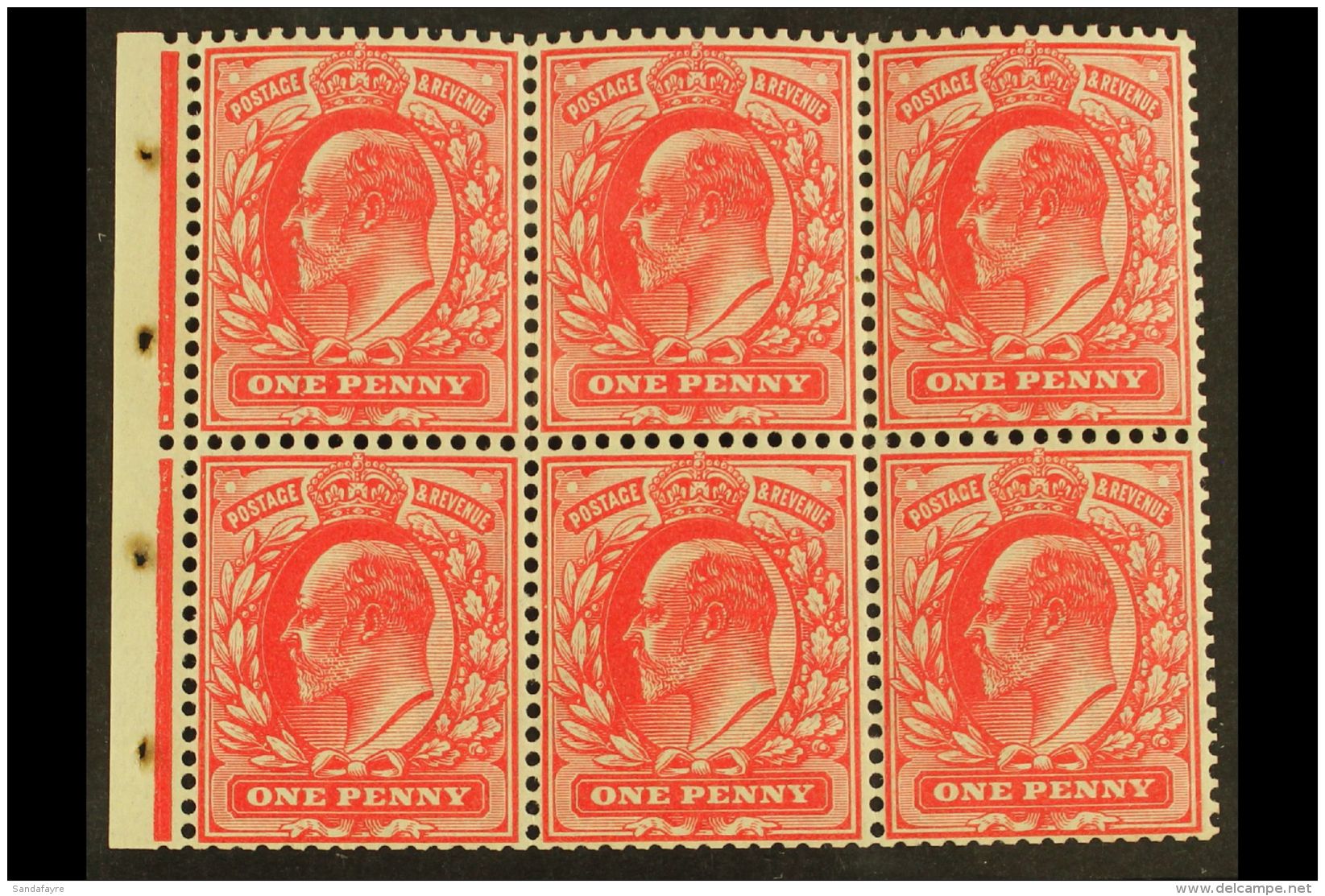 1902-10 1d Scarlet BOOKLET PANE OF SIX, SG 219a, Never Hinged Mint. Lovely! For More Images, Please Visit... - Zonder Classificatie