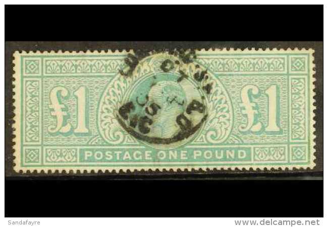 1902 &pound;1 Dull Blue Green, Ed VII, SG 266, Fine Used With Neat Central Lombard St Cds. For More Images, Please... - Zonder Classificatie