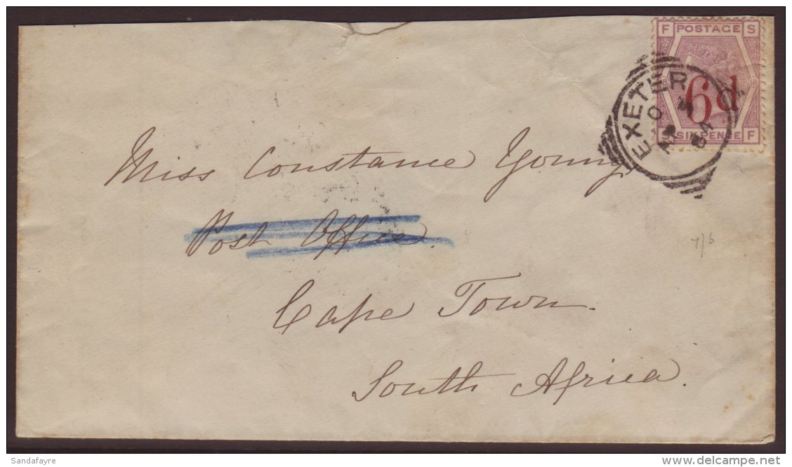 1884 (3 Apr) Env To Cape Town, South Africa Bearing The 1883 6d On 6d Lilac (SG 162) Tied Pretty Exeter Fully-... - Andere & Zonder Classificatie