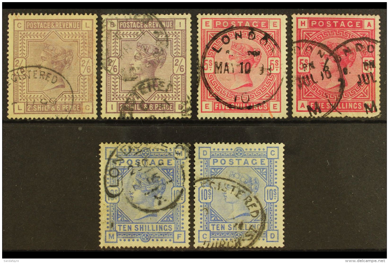 1883-84 White Paper High Values With All SG Listed Shades Except The Rare 10s Cobalt, SG 178/83a, Good To Fine... - Andere & Zonder Classificatie