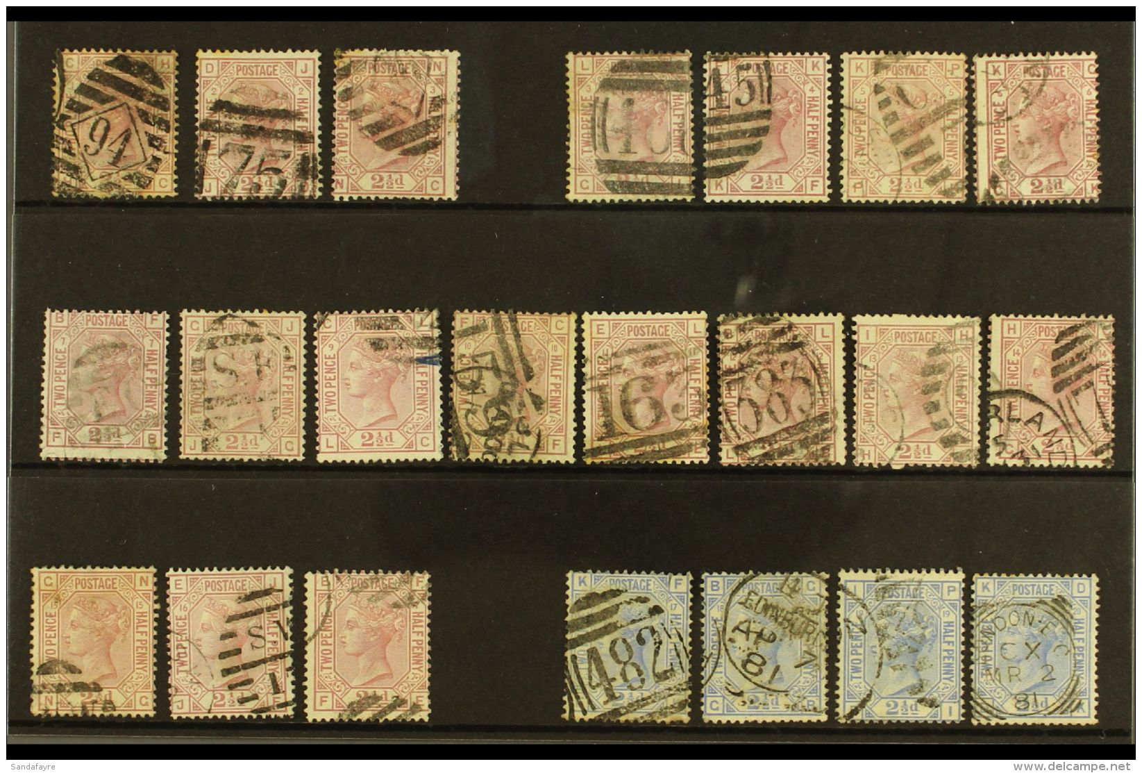 1873-80 EXTENSIVE 2&frac12;D USED COLLECTION Presented On A Stock Card. Includes Rosy Mauve Anchor Watermark Set... - Andere & Zonder Classificatie