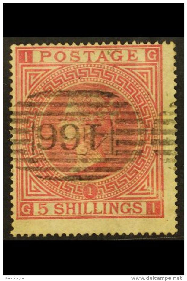 1867 5s Rose, SG 126, Plate 1, Used With Superb Example Of The "466" LIVERPOOL ROLLER (REVOLVER) CANCELLATION. An... - Andere & Zonder Classificatie