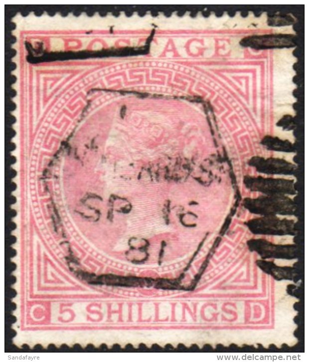 1867 5s Pale Rose, Scarce Plate 2, SG 127, Fine Used With Bright Colour, Reasonable Cancellation. Cat SG... - Andere & Zonder Classificatie