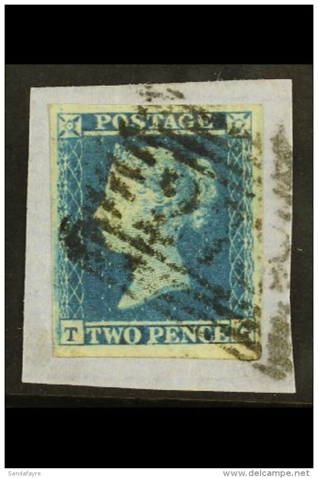 1841 2d Blue 'TG' Plate 4 FIRST REPAIR Variety, SG Spec ES14m, Fine Used On Piece, Four Large Margins. For More... - Andere & Zonder Classificatie