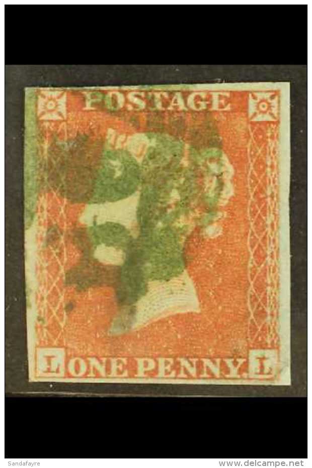 1841 1d Red-brown Cancelled By BRIGHT GREEN Numeral Pmk, SG 8p, With 4 Clear To Huge Margins. Rare, Cat... - Andere & Zonder Classificatie