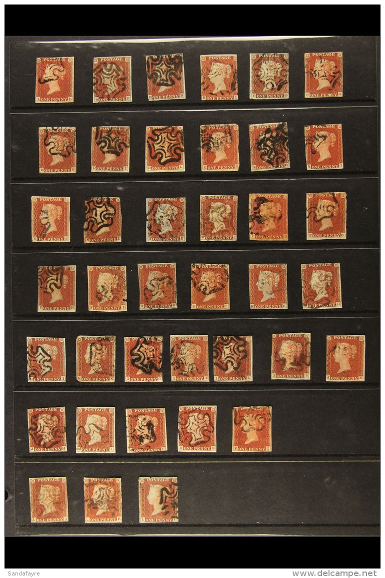 1841 1d Red-brown Plate 35 PARTIAL PLATE RECONSTRUCTION Of 68 Different Positions, All With Maltese Cross Cancels,... - Andere & Zonder Classificatie