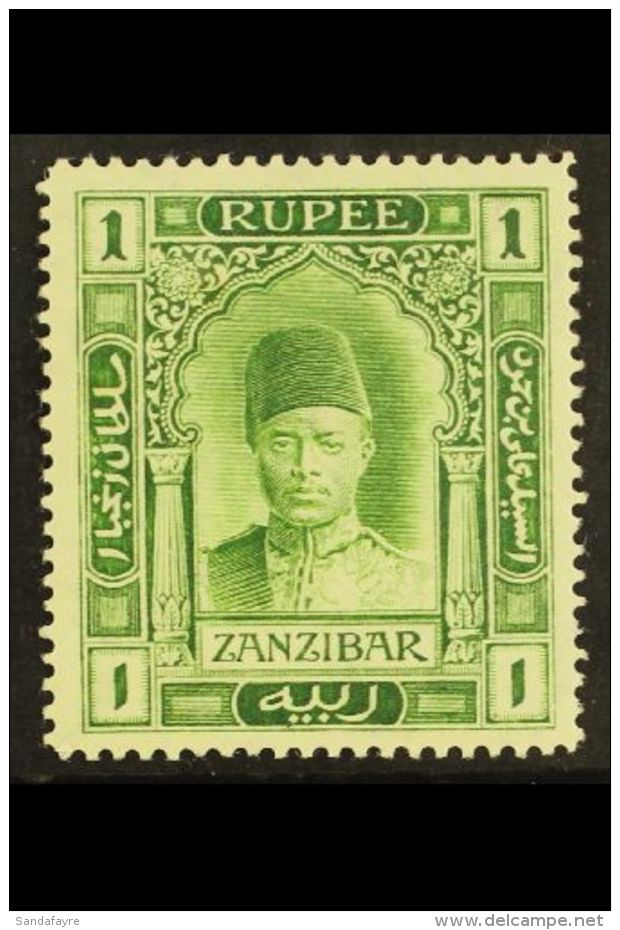 1908 1r Yellow Green, Var "wmk Sideways", SG 234a, Very Fine Mint. For More Images, Please Visit... - Zanzibar (...-1963)