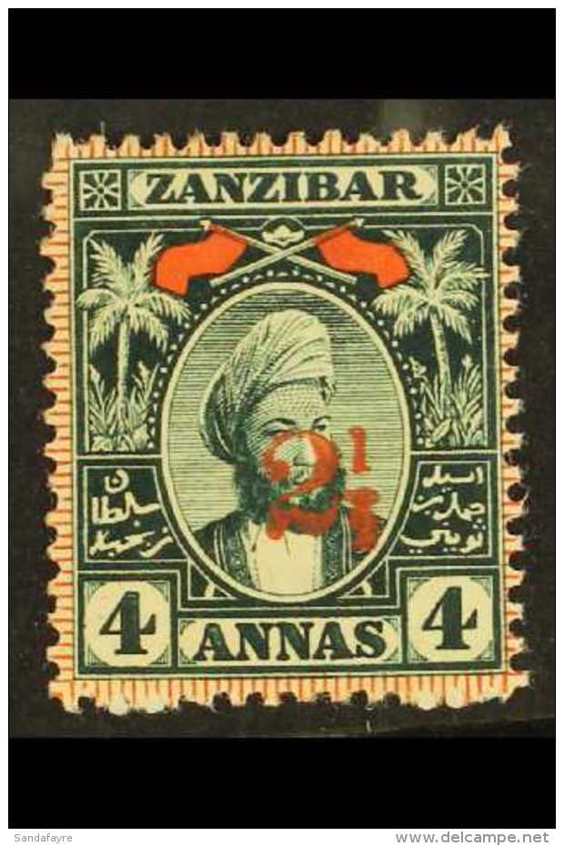 1897 2&frac12; On 4a Myrtle Green, SG 177, Very Fine Mint. For More Images, Please Visit... - Zanzibar (...-1963)